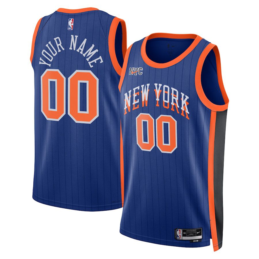 Men New York Knicks Nike Blue City Edition 2023-24 Custom Swingman NBA Jersey